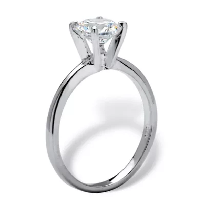 DiamonArt® Womens 1 1/10 CT. T.W.  White Cubic Zirconia Sterling Silver Round Engagement Ring