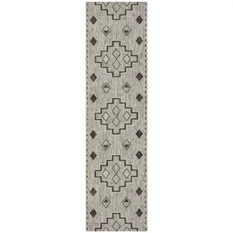 Safavieh Courtyard Collection Ambrose Geometric Indoor/Outdoor Runner Rug