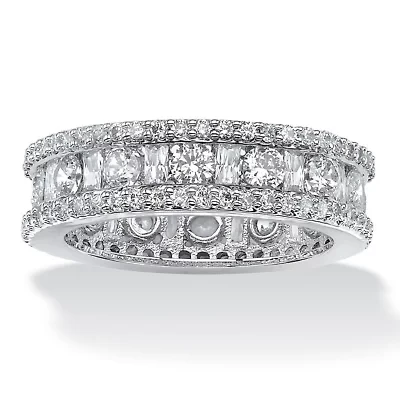 DiamonArt® 6MM 3 1/4 CT. T.W. White Cubic Zirconia Platinum Over Silver Rectangular Band