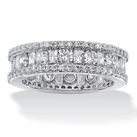 DiamonArt® 6MM 3 1/4 CT. T.W. White Cubic Zirconia Platinum Over Silver Rectangular Band