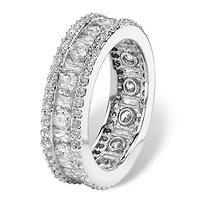 DiamonArt® 6MM 3 1/4 CT. T.W. White Cubic Zirconia Platinum Over Silver Rectangular Band