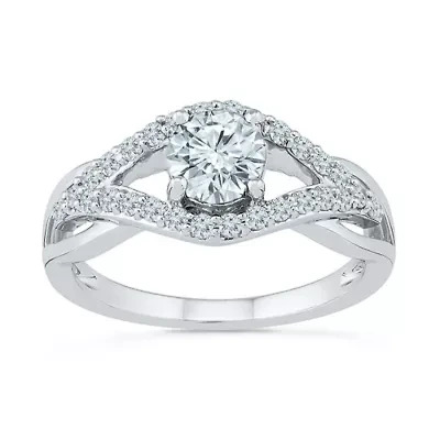 Womens Lab Created White Sapphire Sterling Silver Cocktail Ring