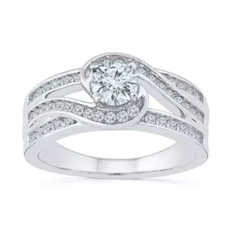 Womens Lab Created White Sapphire Sterling Silver Cocktail Ring