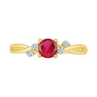 Womens Lab Created Red Ruby 10K Gold Cocktail Ring