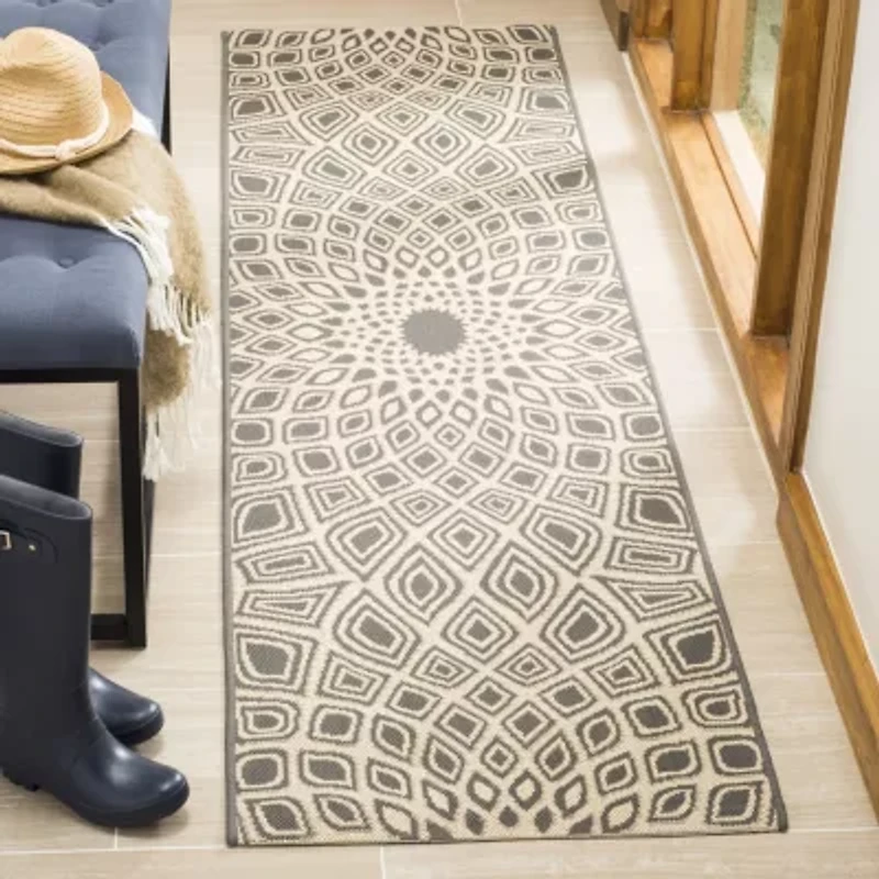 Safavieh Courtyard Collection Jacinth Geometric Indoor/Outdoor Runner Rug