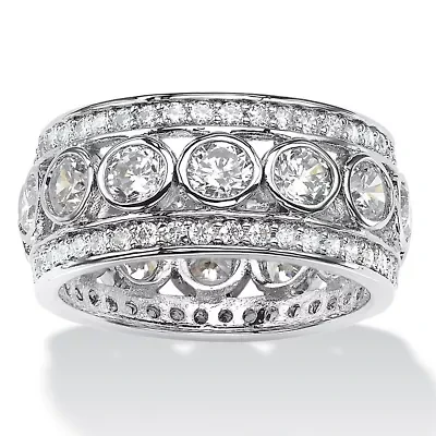 DiamonArt® 24MM 4 3/4 CT. T.W. White Cubic Zirconia Platinum Over Silver Round Band