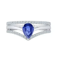 Womens Lab Created Blue Sapphire Sterling Silver Cocktail Ring