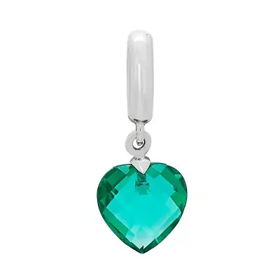PS Personal Style Simulated Emerald Sterling Silver Heart Charm