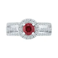 Womens 3/8 CT. T.W. Lab Created Red Ruby Sterling Silver Cocktail Ring