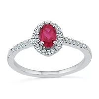 Womens 1/6 CT. T.W. Lab Created Red Ruby Sterling Silver Cocktail Ring