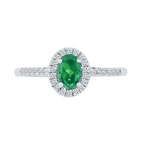 Womens 1/6 CT. T.W. Lab Created Green Emerald Sterling Silver Cocktail Ring