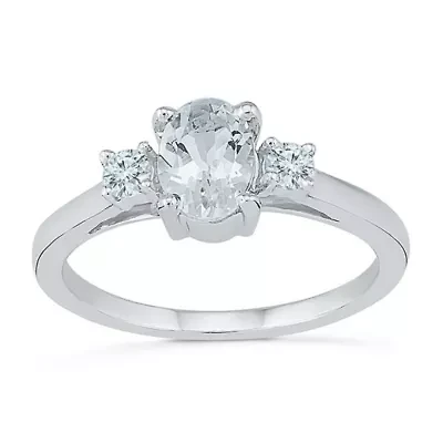 Womens Lab Created White Sapphire Sterling Silver Cocktail Ring