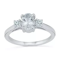 Womens Lab Created White Sapphire Sterling Silver Cocktail Ring