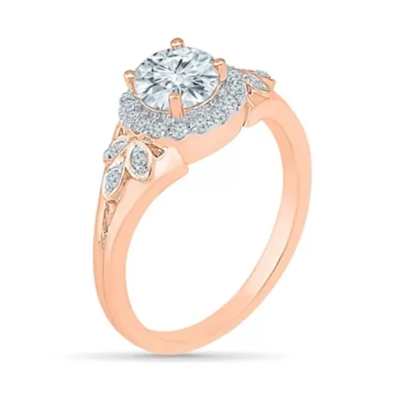 Womens Lab Created White Sapphire 10K Rose Gold Cocktail Ring