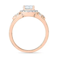 Womens Lab Created White Sapphire 10K Rose Gold Cocktail Ring
