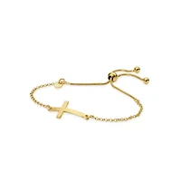 Made in Italy Womens 24K Gold Over Silver Sterling Silver Cross Bolo Bracelet