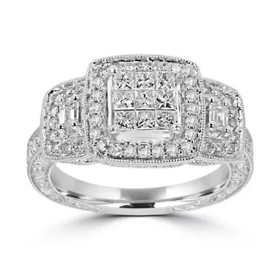 Womens 1 CT. T.W. Natural White Diamond 14K Gold Engagement Ring