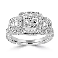Womens 1 CT. T.W. Natural White Diamond 14K Gold Engagement Ring