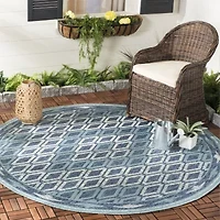 Safavieh Courtyard Collection Trent Geometric Indoor/Outdoor Round Area Rug
