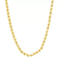 14K Gold over Silver Solid Rope 16-30 Inch Chain Necklace