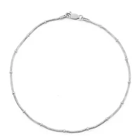Womens Sterling Silver 10 Inch Solid Snake Ankle Bracelet