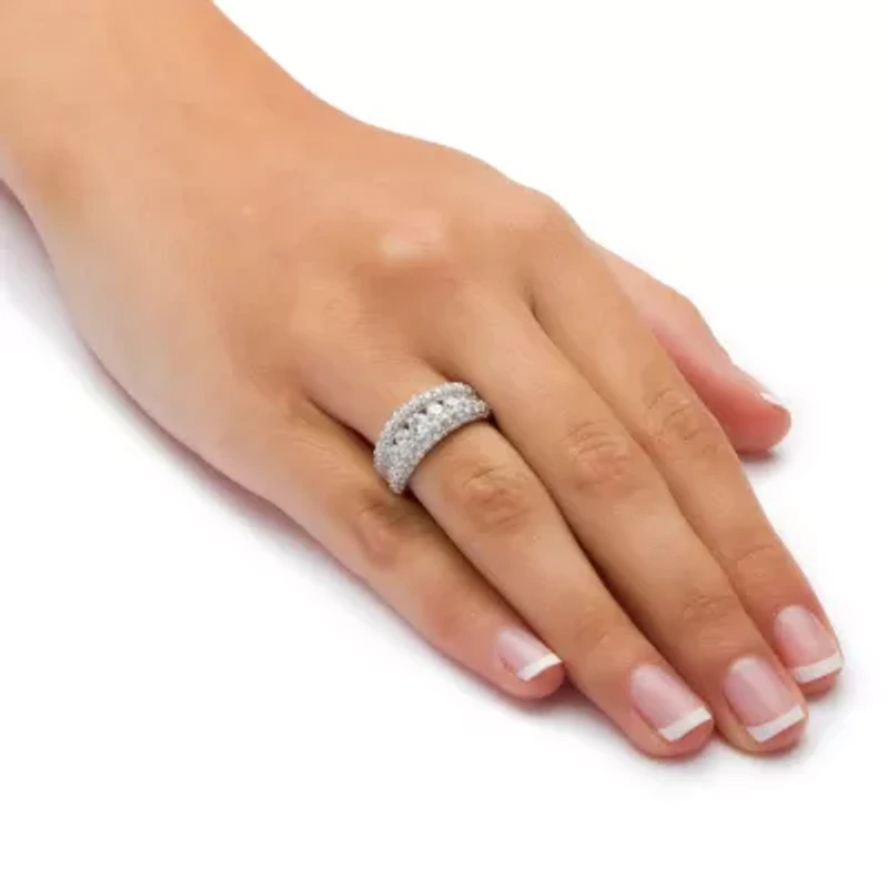 DiamonArt® Womens 1 1/4 CT. T.W. White Cubic Zirconia Platinum Over Silver Round Engagement Ring