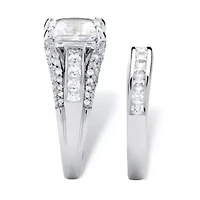 DiamonArt® Womens / CT. T.W. White Cubic Zirconia Platinum Over Silver Square Bridal Set