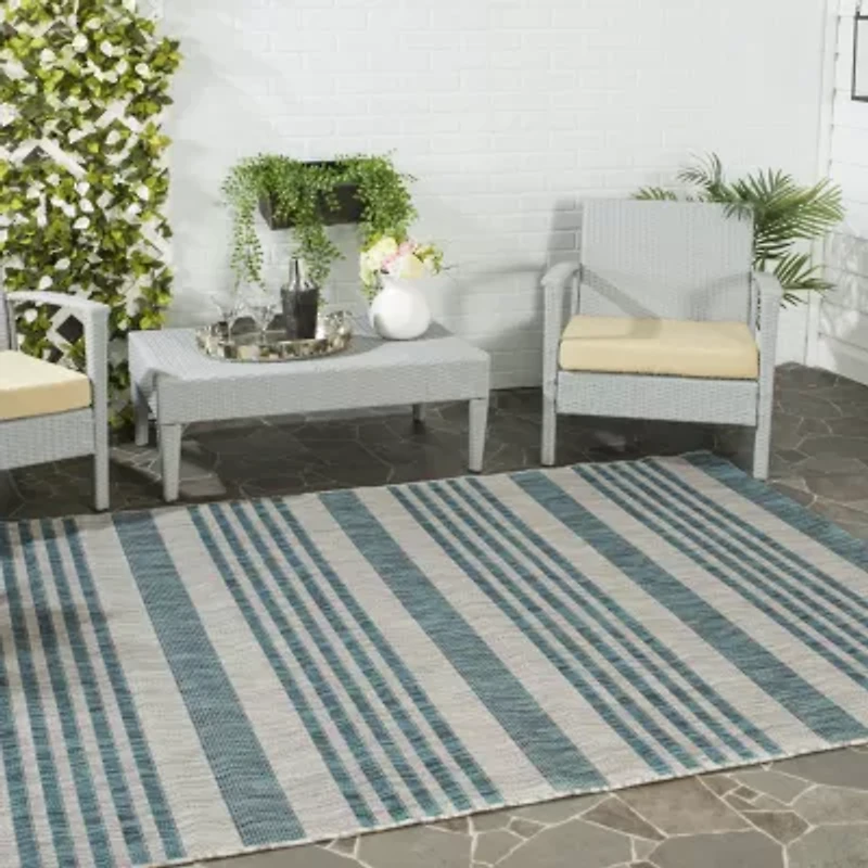Safavieh Courtyard Collection Major Stripe Indoor/Outdoor Square Area Rug