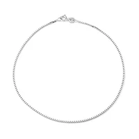 Womens Sterling Silver 10 Inch Solid Box Ankle Bracelet