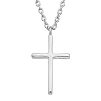 Womens Sterling Silver Cross 18 Inch Pendant Necklace