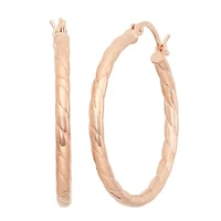 Womens 10K Rose Gold Over Silver 30.1mm Hoop Earrings