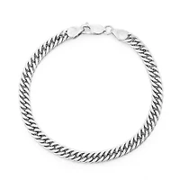 Mens Sterling Silver 8 1/2 Inch Solid Curb Chain Bracelet