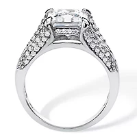 DiamonArt® Womens / CT. T.W. White Cubic Zirconia Platinum Over Silver Square Bridal Set