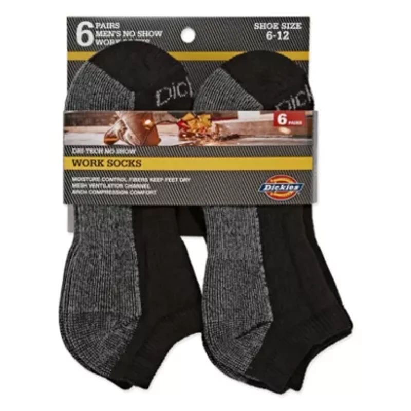 Dickies Dri-Tech Work Mens Breathable 6 Pair Low Cut Socks