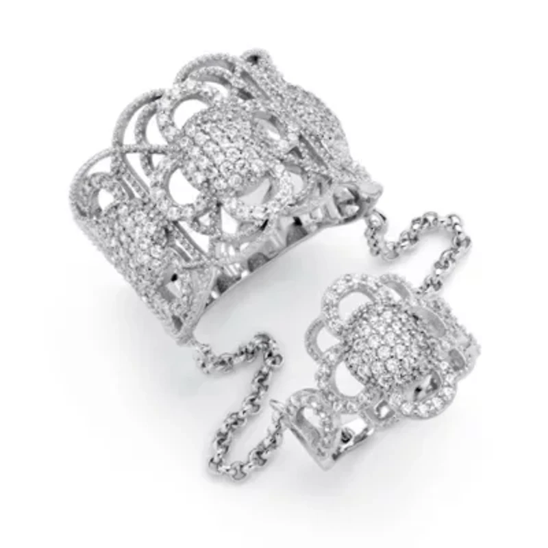 DiamonArt® Womens 1 3/4 CT. T.W. White Cubic Zirconia Sterling Silver Round Cocktail Ring
