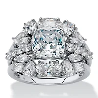 DiamonArt® Womens CT. T.W. White Cubic Zirconia Platinum Over Silver Square Bridal Set