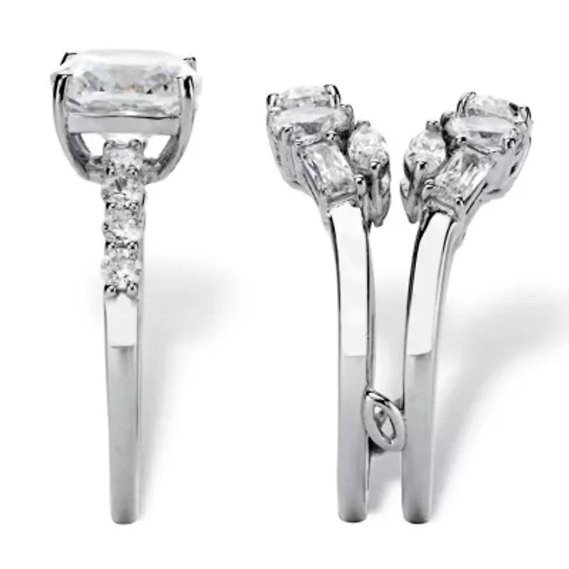 DiamonArt® Womens /4 CT. T.W. White Cubic Zirconia Platinum Over Silver Square Bridal Set
