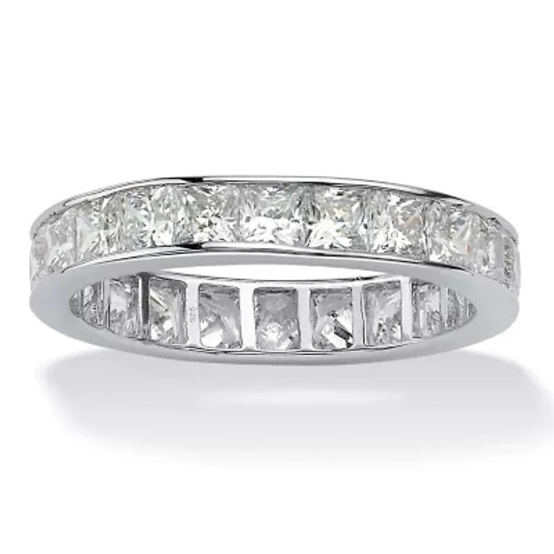 DiamonArt® 4MM 5 1/4 CT. T.W. White Cubic Zirconia Platinum Over Silver Square Band
