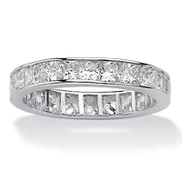 DiamonArt® 4MM 5 1/4 CT. T.W. White Cubic Zirconia Platinum Over Silver Square Band