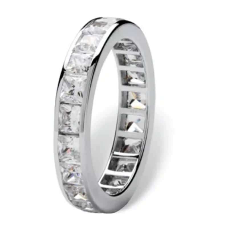 DiamonArt® 4MM 5 1/4 CT. T.W. White Cubic Zirconia Platinum Over Silver Square Band