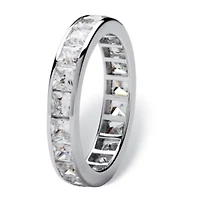 DiamonArt® 4MM 5 1/4 CT. T.W. White Cubic Zirconia Platinum Over Silver Square Band