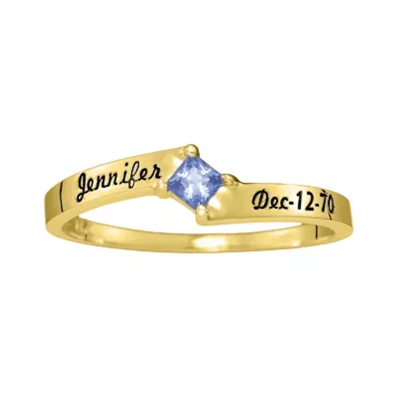 Personalized Womens Simulated 10K Gold Square Stackable Ring