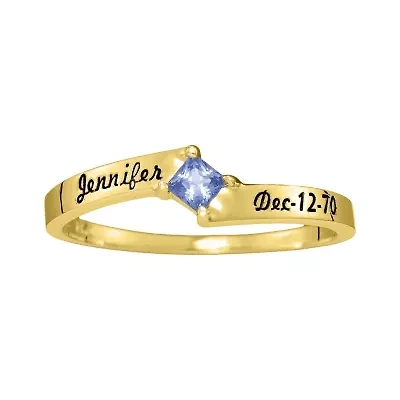 Personalized Womens Simulated 10K Gold Square Stackable Ring
