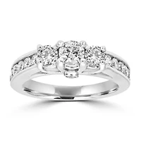 Love Lives Forever Womens 1 1/2 CT. T.W. Natural White Diamond 14K White Gold 3-Stone Engagement Ring