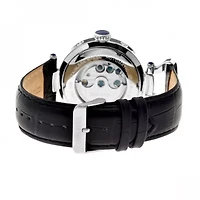 Heritor Automatic Ganzi Mens Leather Day&Date-Silver/Black Watches
