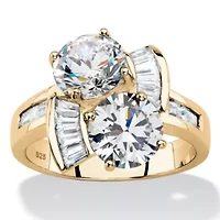 DiamonArt® Womens 3 CT. T.W. White Cubic Zirconia 14K Gold Over Silver Round Cocktail Ring