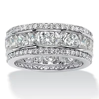 DiamonArt® 8.5MM 4 3/4 CT. T.W. White Cubic Zirconia Platinum Over Silver Rectangular Band