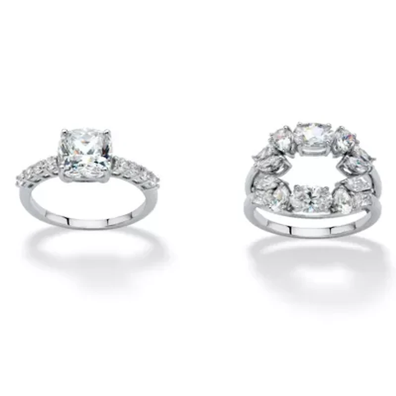 DiamonArt® Womens /4 CT. T.W. White Cubic Zirconia Platinum Over Silver Square Bridal Set