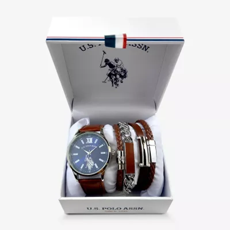 U.S. Polo Assn. Mens Brown 5-pc. Watch Boxed Set Usc20183jc
