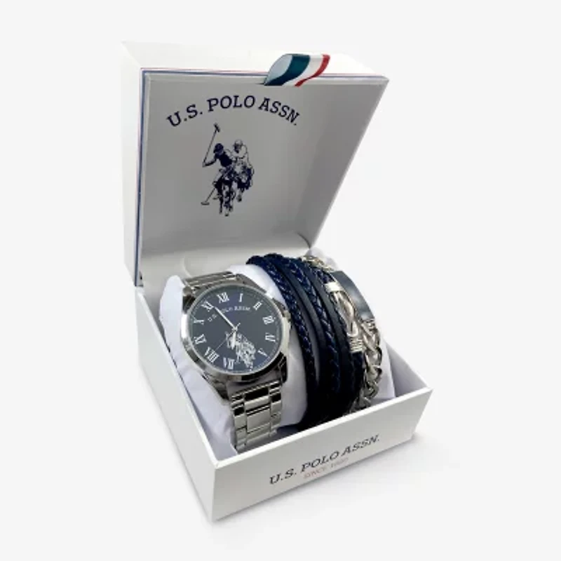 U.S. Polo Assn. Mens Silver Tone 4-pc. Watch Boxed Set Usc20201jc